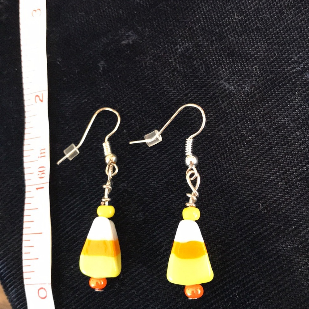 Handmade candy corn earrings